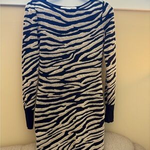 Diane Von Furstenberg Black and Cream Zebra Dress